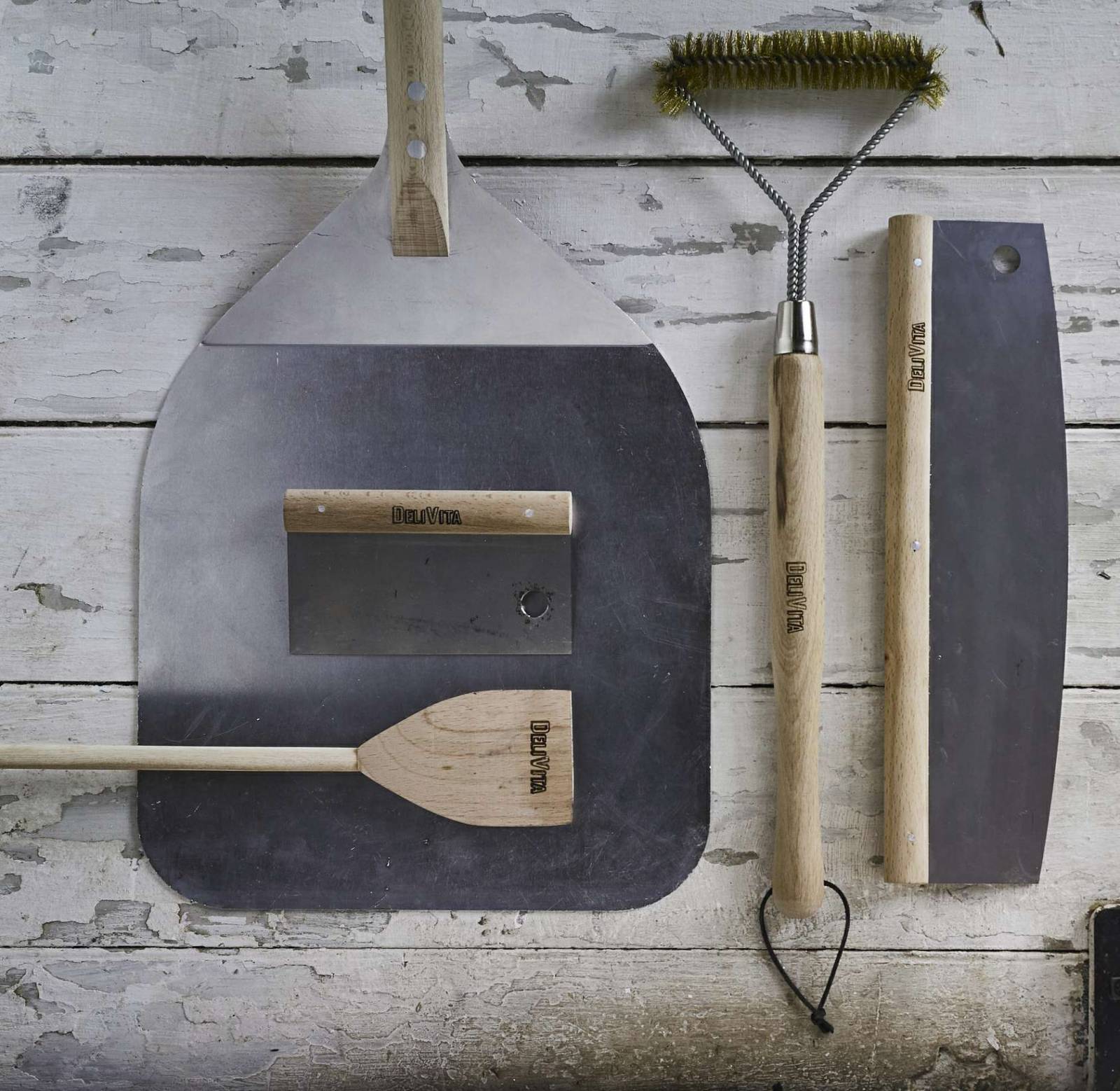 Set d'accessoires pour four à bois pizza Delivita pelle brosse racloir couteau