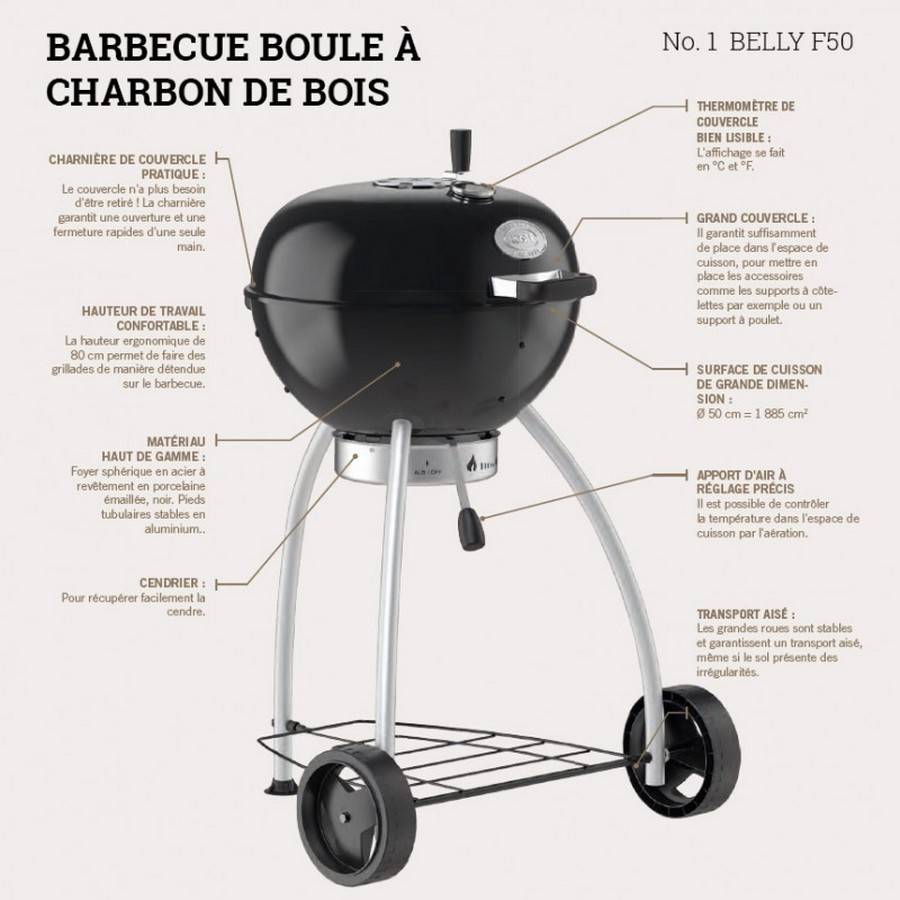 Caractéristiques Barbecue Boule Charbon Belly ROSLE