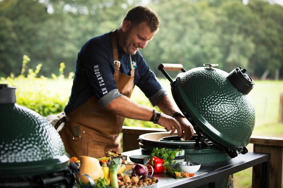 préparation sur kamado Big Green Egg