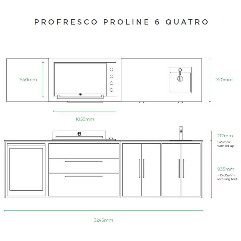 Détail Composition cuisine d'été ProFresco Beefeater Proline 6 Quatro