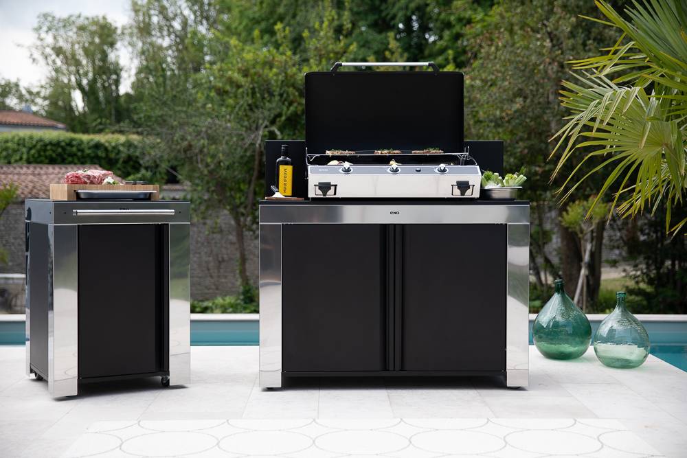 Meubles pour cuisine d'été ENO Felix inox et acier