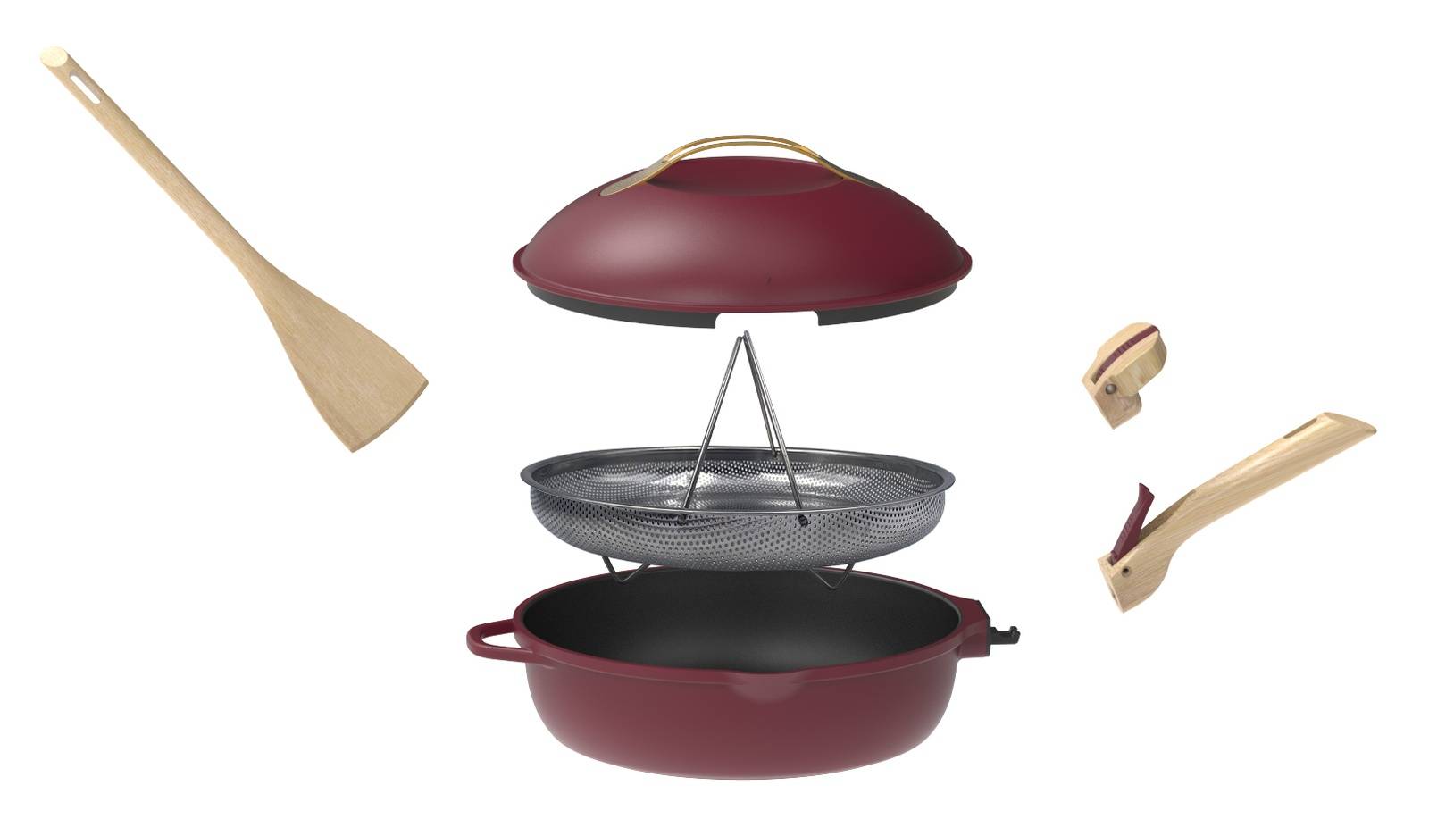 La Fabuleuse poêle 8 en 1 rouge rubis de COOKUT