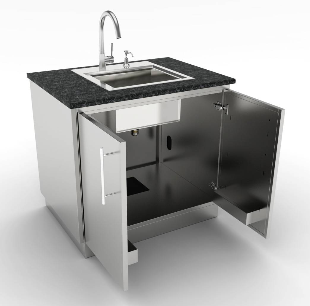 Module double porte inox Sunstone pour encastrement évier cuisine d'extérieur