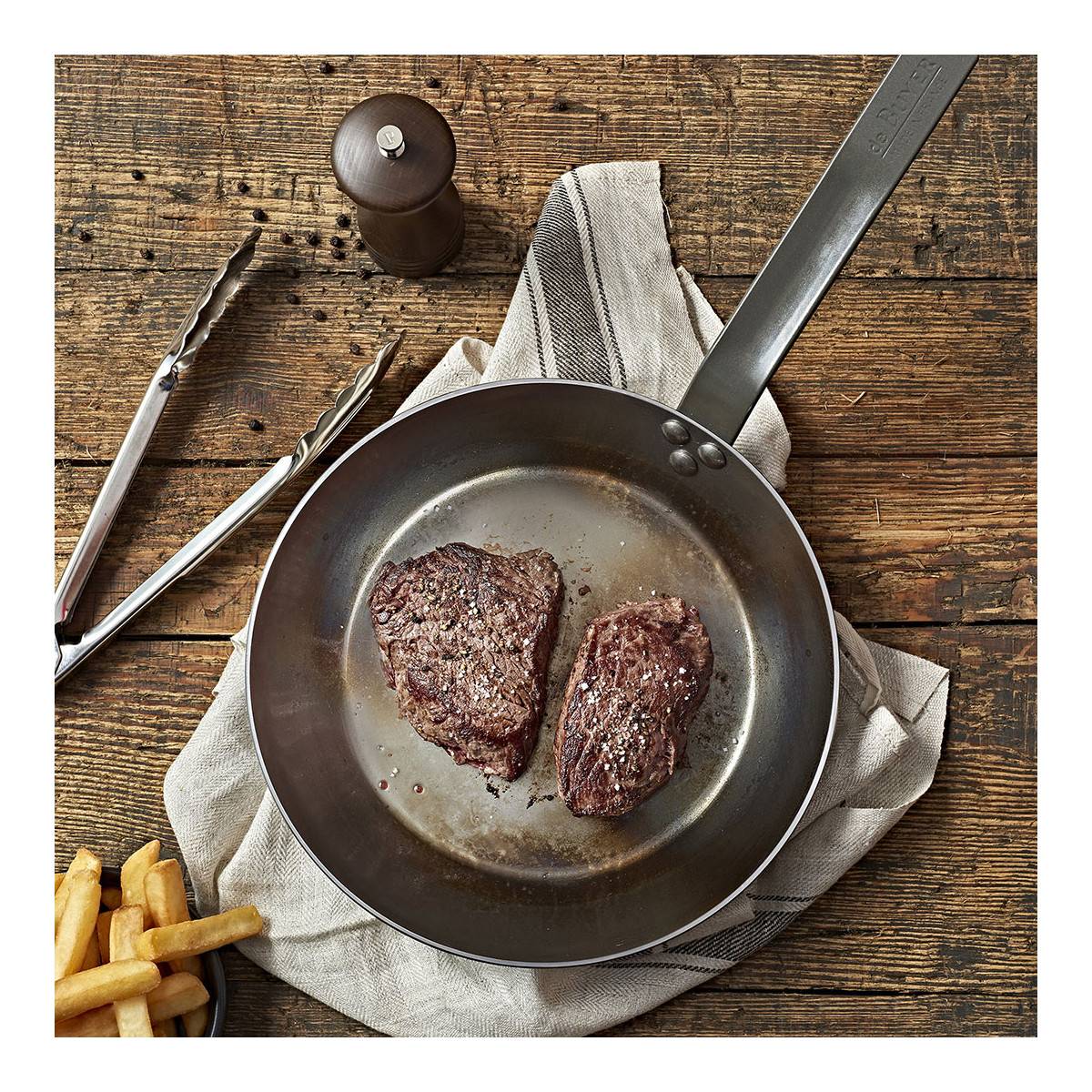 Poêle acier Mineral B Box steak lover De Buyer Lyon
