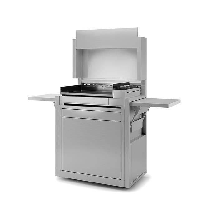 Ensemble Plancha Premium Inox sur chariot avec capot